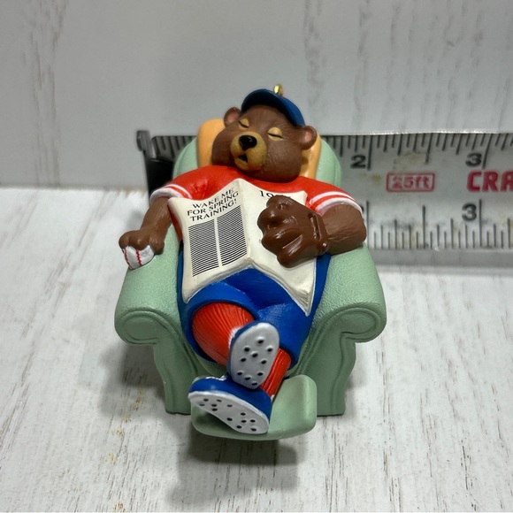 Happy Holi-doze 1996 Hallmark Keepsake Ornament Baseball Bear Sleeping O… - Picture 13 of 13